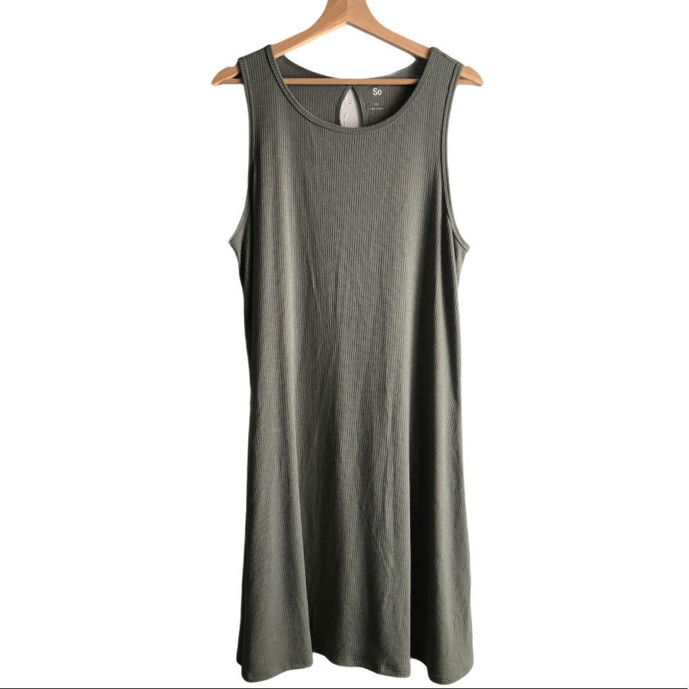 Army Green Basic Ribbed Summer Dress Size XXL